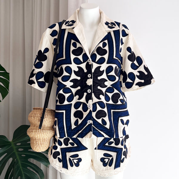 Kaia Kaleidoscope Applique Shirt in Navy