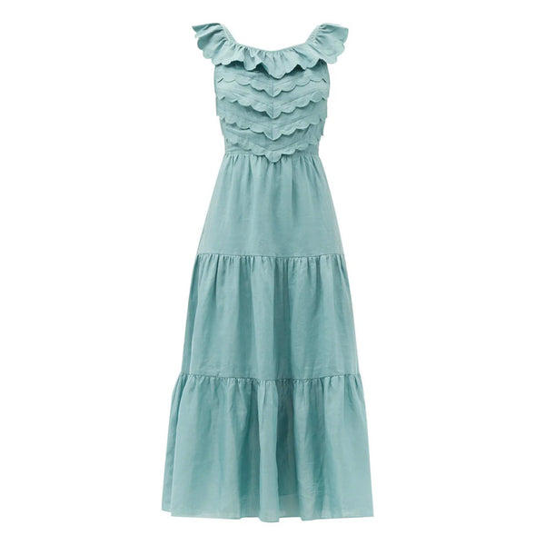 Shannon Scallop Dress in Sky