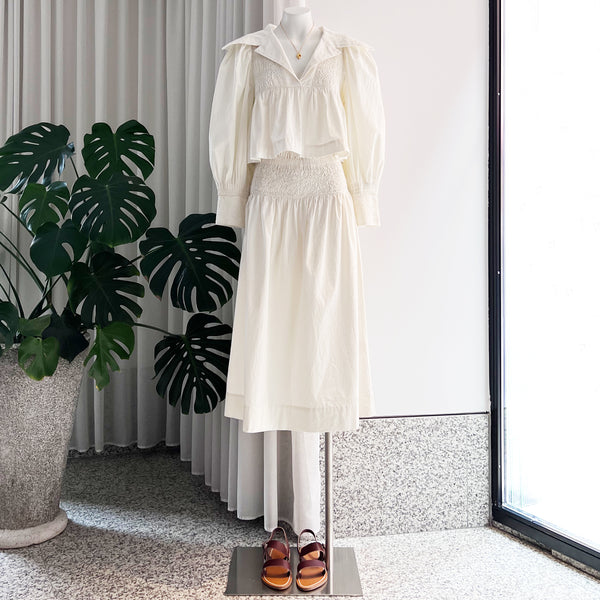 Willa Smocking Skirt in White