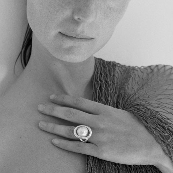 Pearl Orb Ring Silver