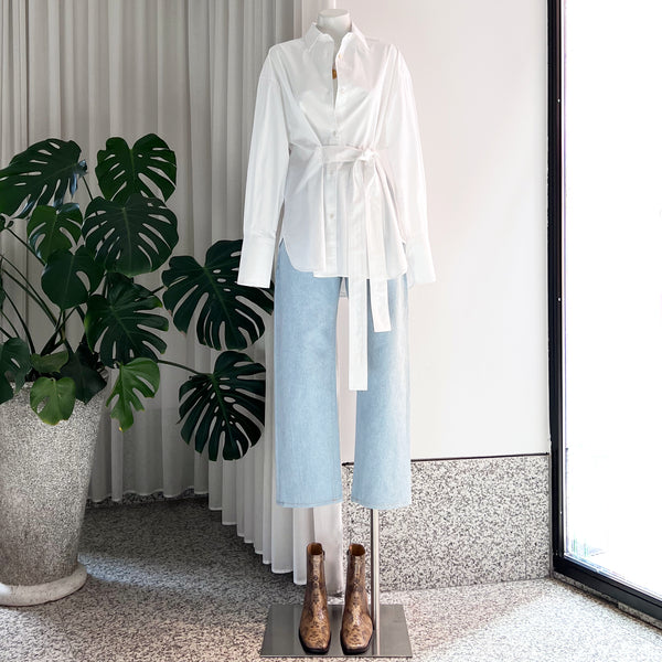 Condell Waisted Shirt in Powder Cotton Optic White